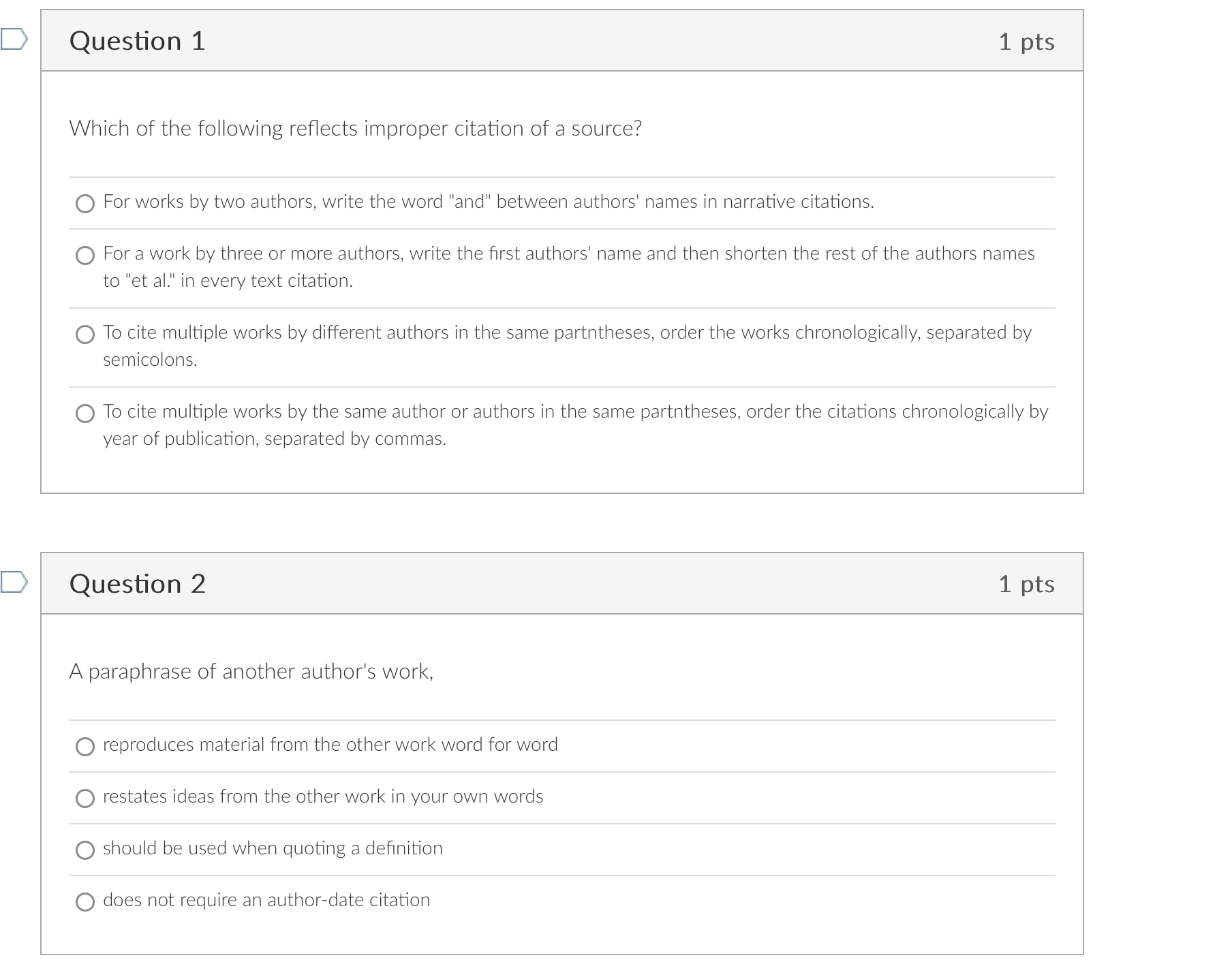 Solved When citing paraphrased information Place the Chegg