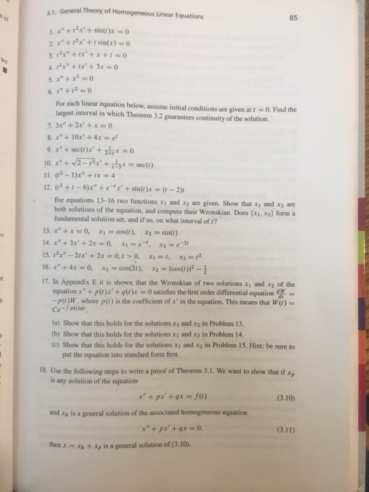 Solved 3.1. General Theory of Homogeneous Linear Equations | Chegg.com