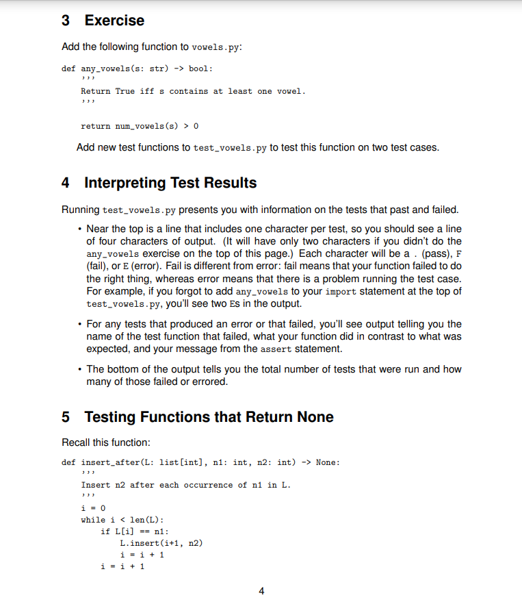 Solved On page 4 of the Pytest handout, you are asked to | Chegg.com