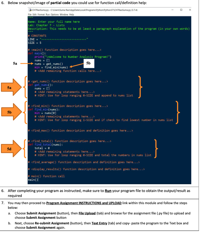 Solved 6. Below snapshot/image of partial code you could use | Chegg.com