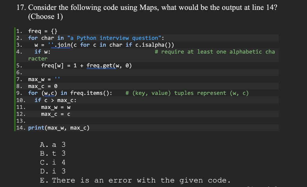 Solved 17. Consider The Following Code Using Maps, What | Chegg.com