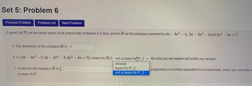 Solved Set 5: Problem 2 Previous Problem Problem List Next | Chegg.com