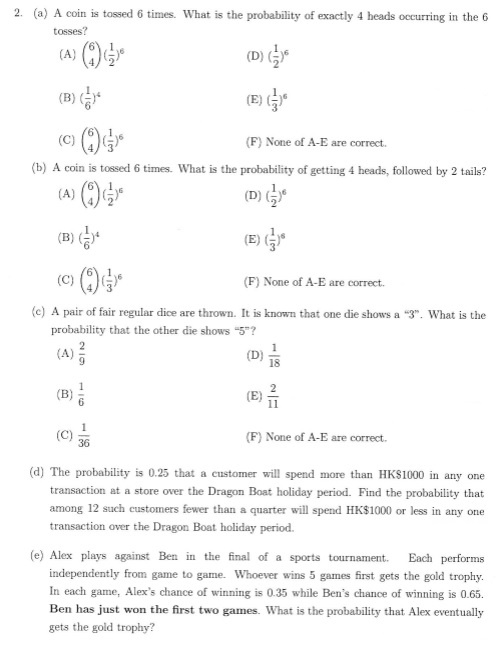 Solved 2 A A Coin Is Tossed 6 Times What Is The Proba Chegg Com