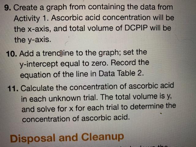 Solved Volume DCPIP final (mL) Volume DCPIP used (mL) | Chegg.com