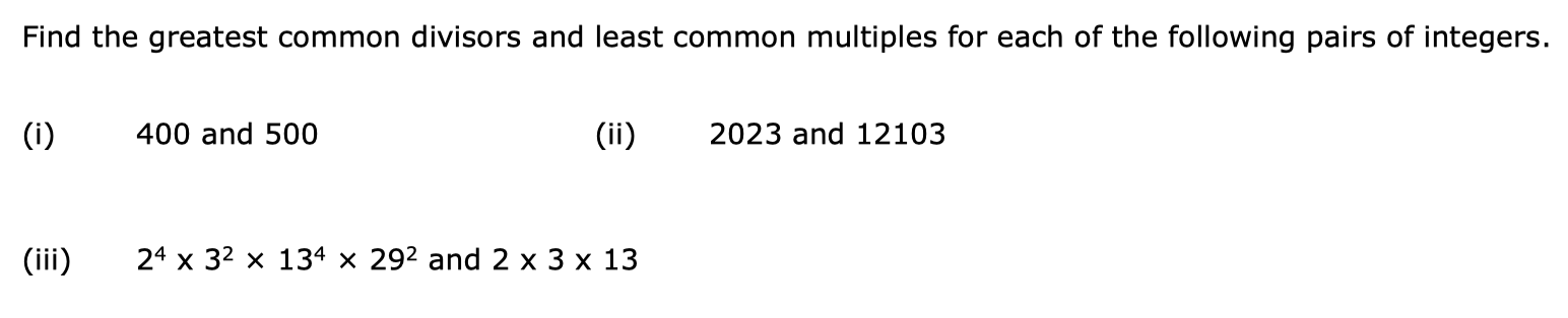 Solved Find the greatest common divisors and least common | Chegg.com