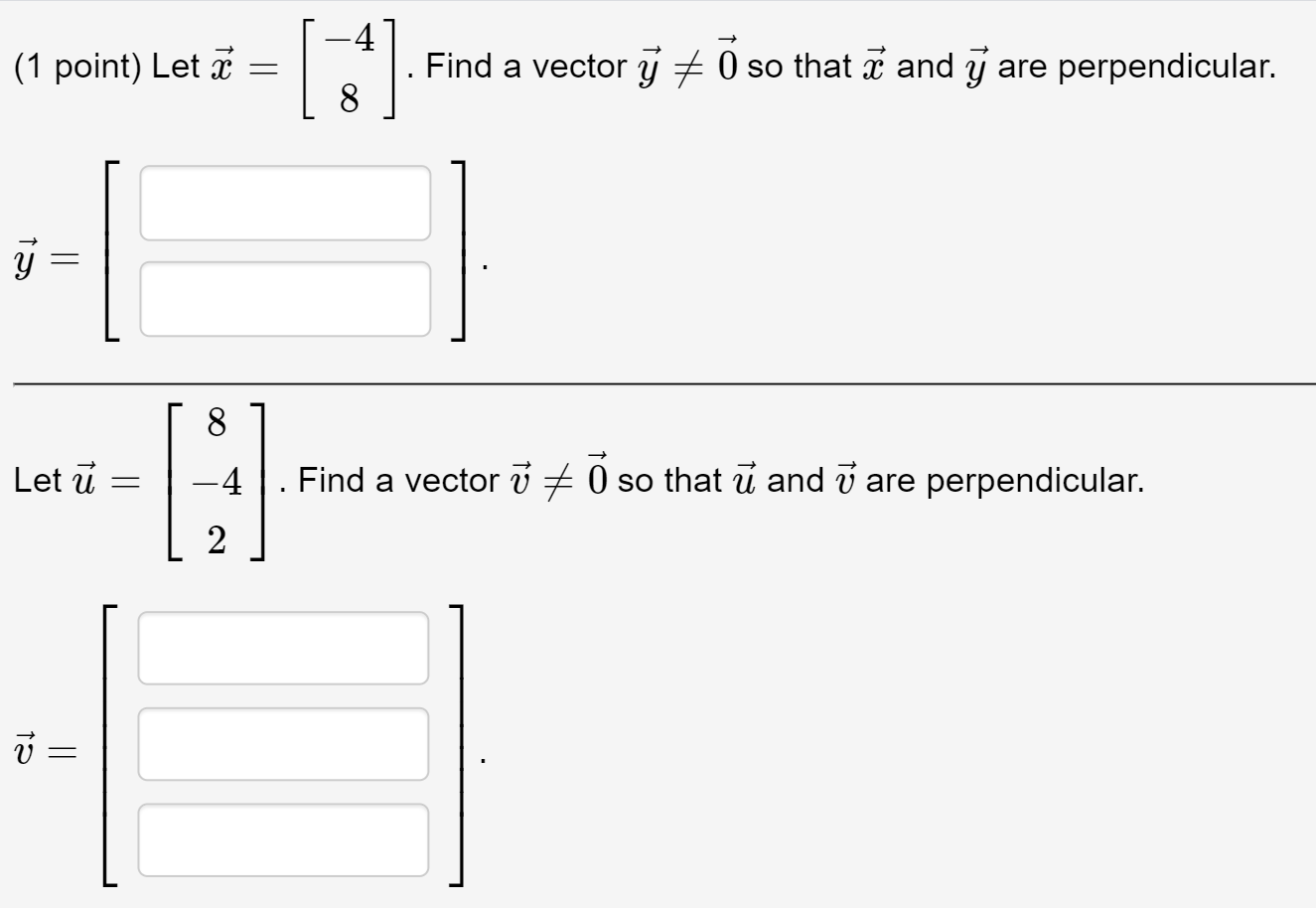 Solved 1 Point Let Z Find A Vector Y 0 So That A An Chegg Com