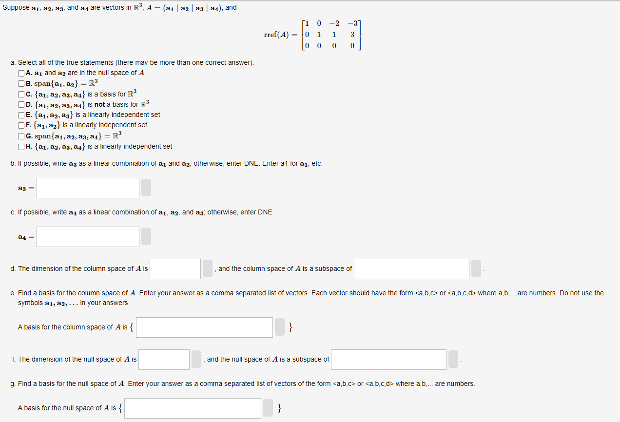 Solved Suppose A1a2a3 And A4 Are Vectors In 5686