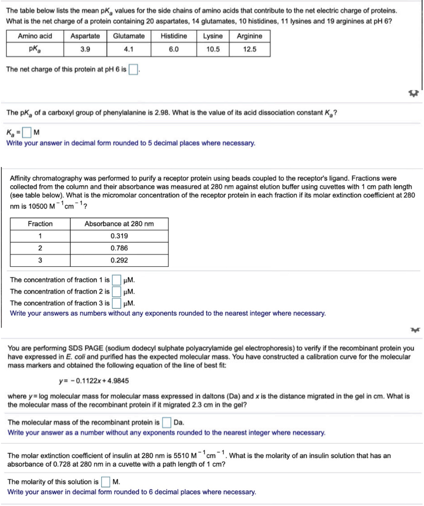 The table below lists the mean pk, values for the