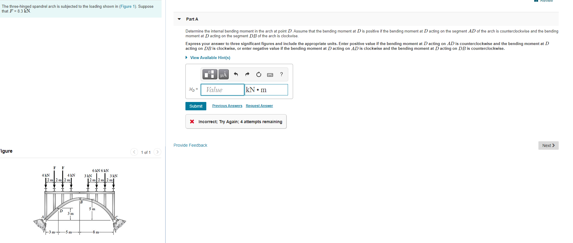 Solved Review The three-hinged spandrel arch is subjected to | Chegg.com