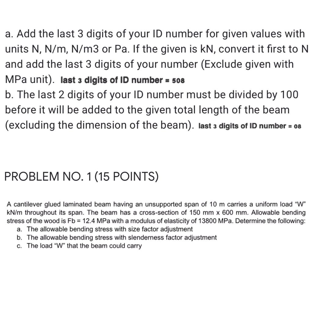 Solved a. Add the last 3 digits of your ID number for given | Chegg.com