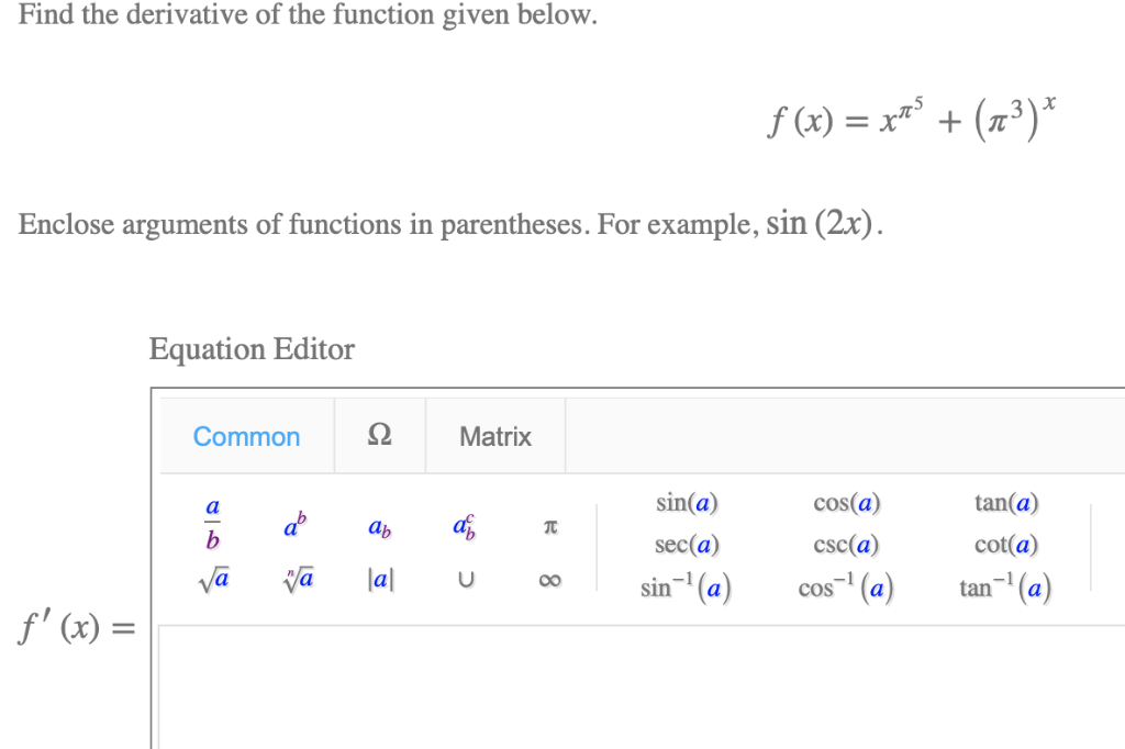 Solved Find The Derivative Of The Function Given Below 9208