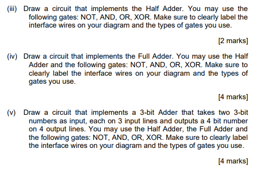 Solved (c) A 1-bit Half Adder Chip Has The Following | Chegg.com