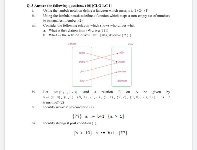 Solved Q. 3 Answer The Following Questions. (10) (CLO 1,C-1] | Chegg.com