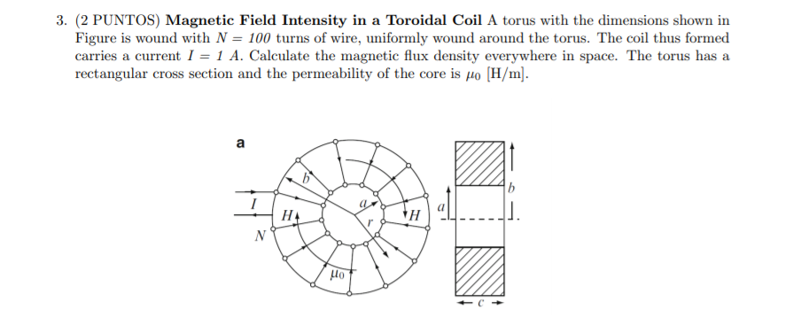 Solved 3. (2 PUNTOS) Magnetic Field Intensity in a Toroidal | Chegg.com