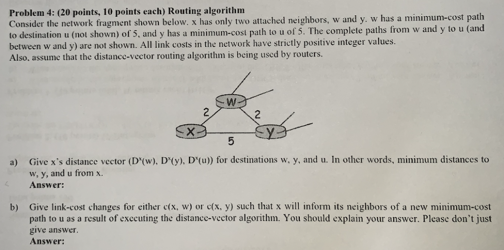 Solved Problem 4:(20 points, 10 points each) Routing | Chegg.com