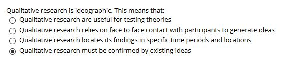 Solved Qualitative research is ideographic. This means that: | Chegg.com