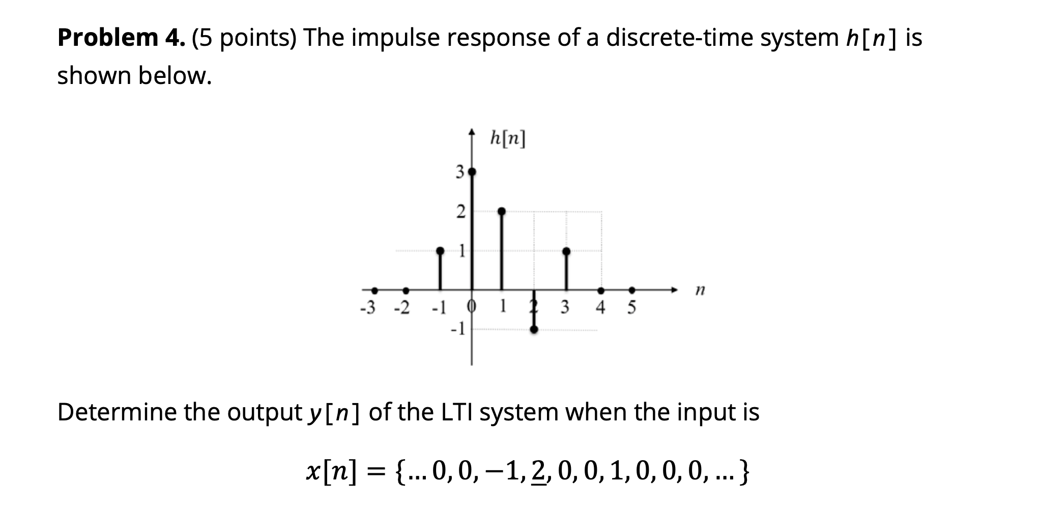 Solved Problem 4. (5 points) The impulse response of a | Chegg.com