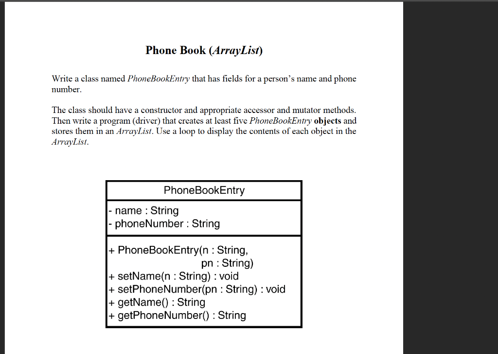 Solved NEED A PhoneBookEntry.java AND PhoneBookDemo.java. | Chegg.com