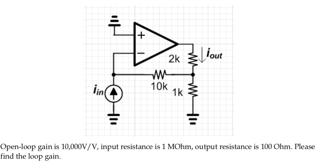 Solved + Llout 2k W 10k 1k lind Hu Open-loop gain is | Chegg.com