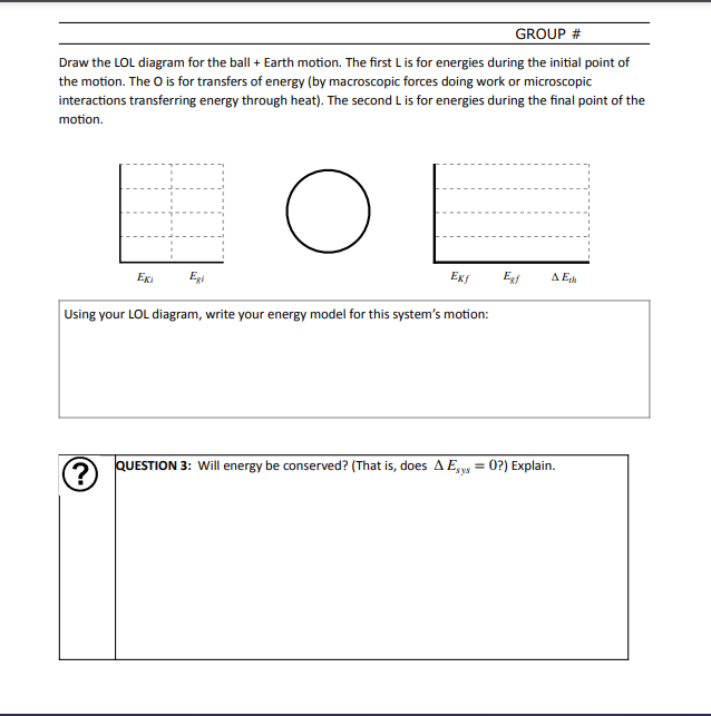 Solved GROUP # Draw the LOL diagram for the ball + Earth | Chegg.com
