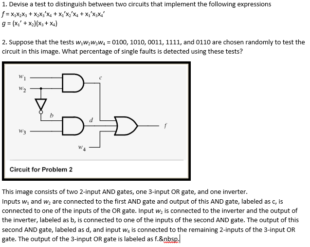 Solved 1. Devise a test to distinguish between two circuits | Chegg.com