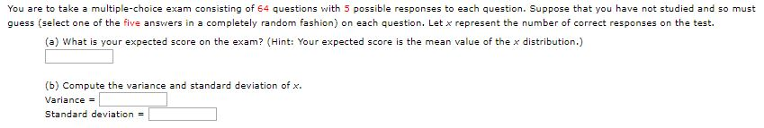Solved (a) What is your expected score on the exam? (Hint: | Chegg.com