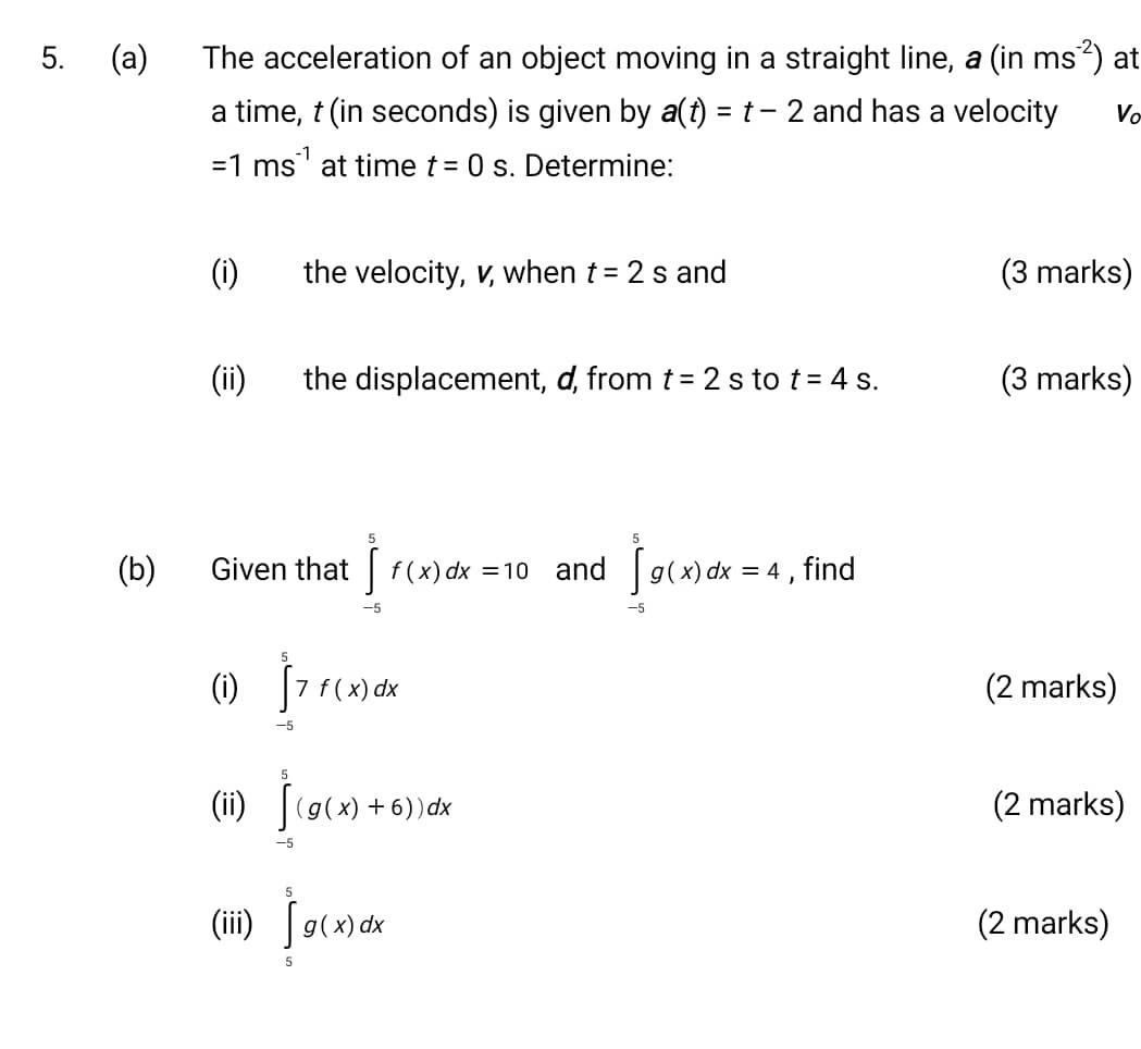 Solved 5. (a) The acceleration of an object moving in a | Chegg.com