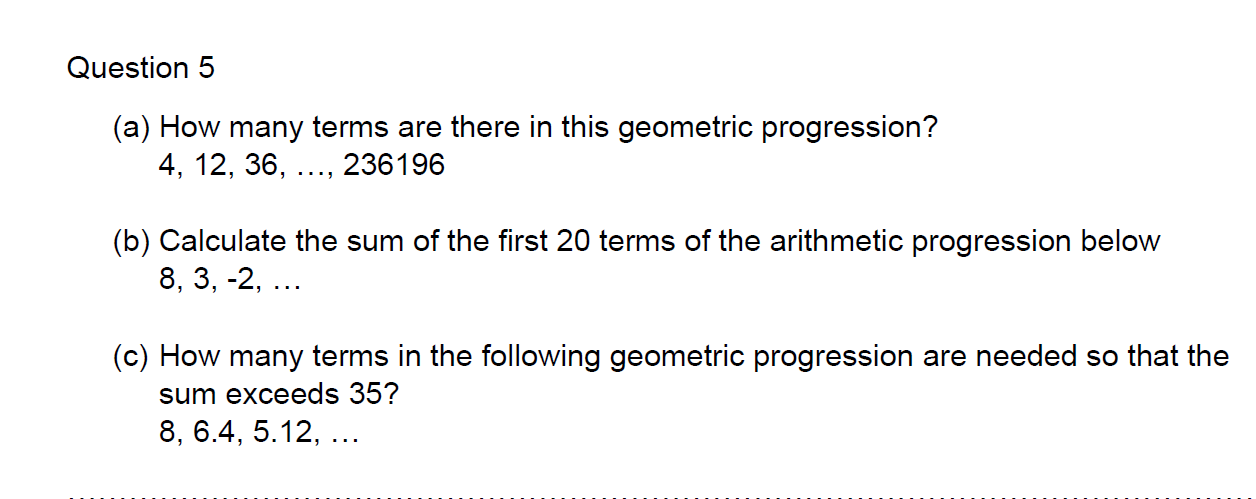 5 terms of 4 12 36 and 108