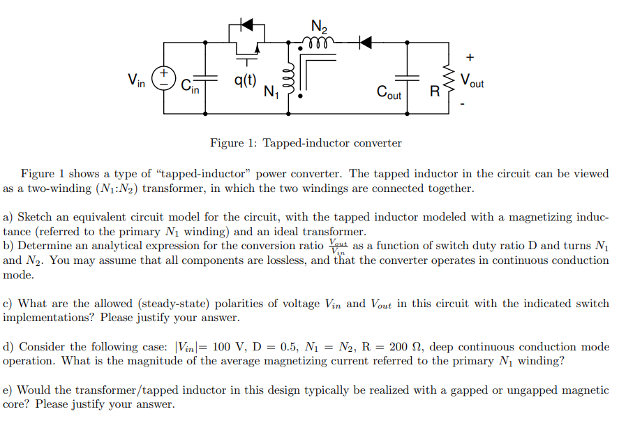 Figure 1: Tapped-inductor converter Figure 1 shows a | Chegg.com