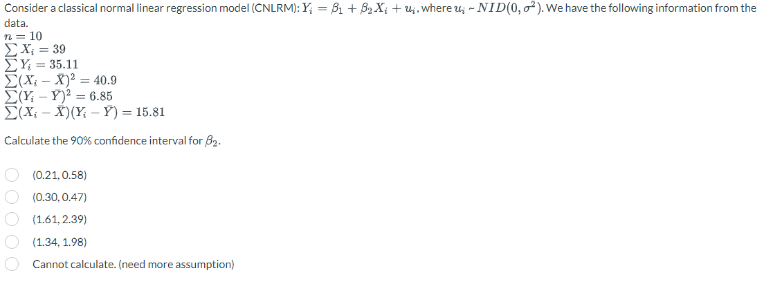 Solved Consider A Classical Normal Linear Regression Model 7966