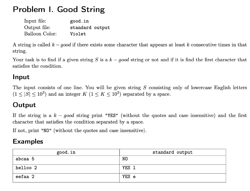 Solved Problem I. Good String A string is called k−good if | Chegg.com