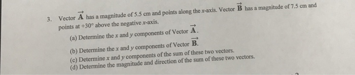 Solved 3. Vector A has a magnitude of s.5 cm and points | Chegg.com