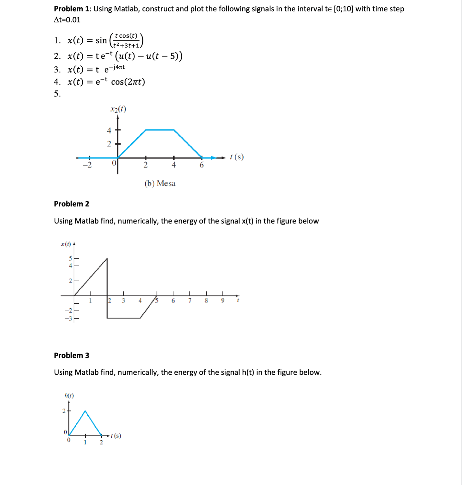 Solved Problem 1: Using Matlab, Construct And Plot The | Chegg.com