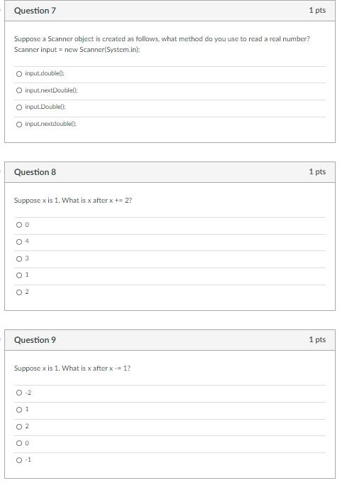 Solved Question 7 1 pts Suppose a Scanner object is created | Chegg.com