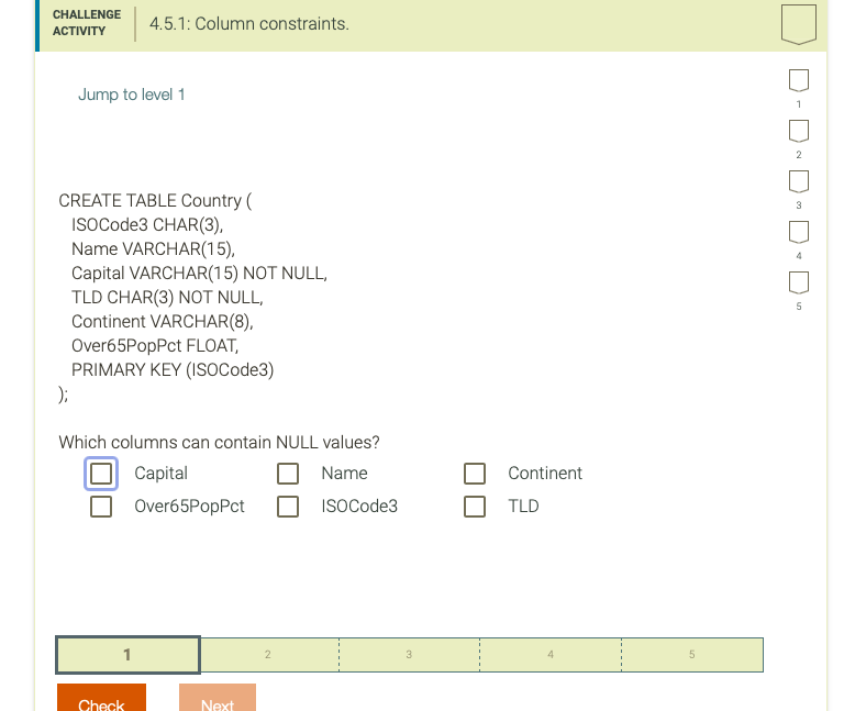 Solved CHALLENGE ACTIVITY 4.5.1: Column constraints. Jump to | Chegg.com