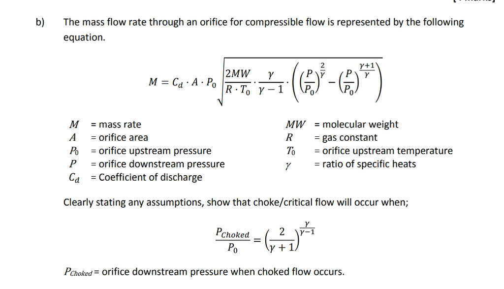 solved-b-the-mass-flow-rate-through-an-orifice-for-chegg