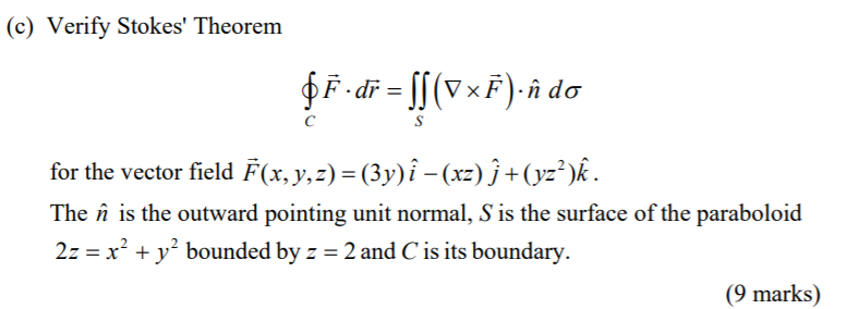Solved C Verify Stokes Theorem F Di Ss Vxf In Do S Chegg Com