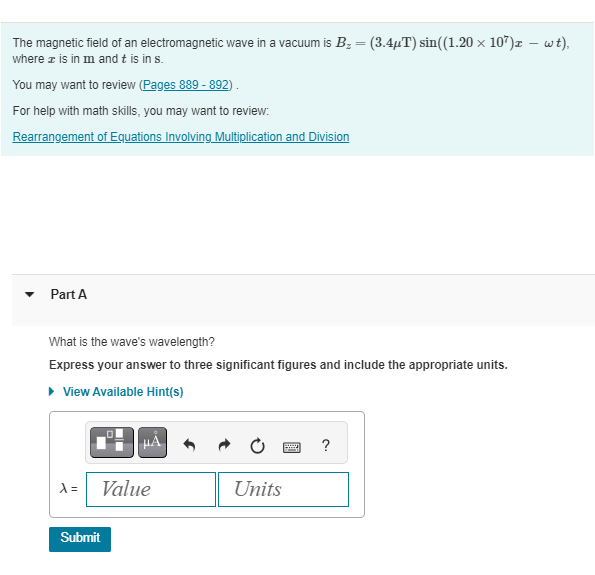 Solved The magnetic field of an electromagnetic wave in a | Chegg.com