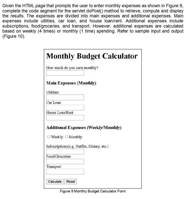Solved Given the HTML page that prompts the user to enter | Chegg.com