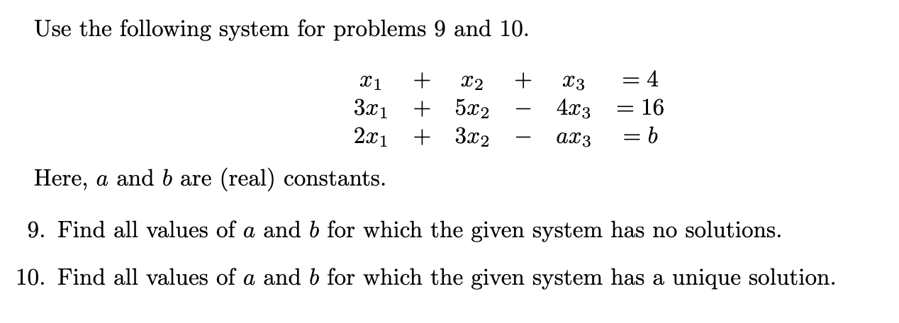 Solved Use the following system for problems 9 and 10. X1 + | Chegg.com