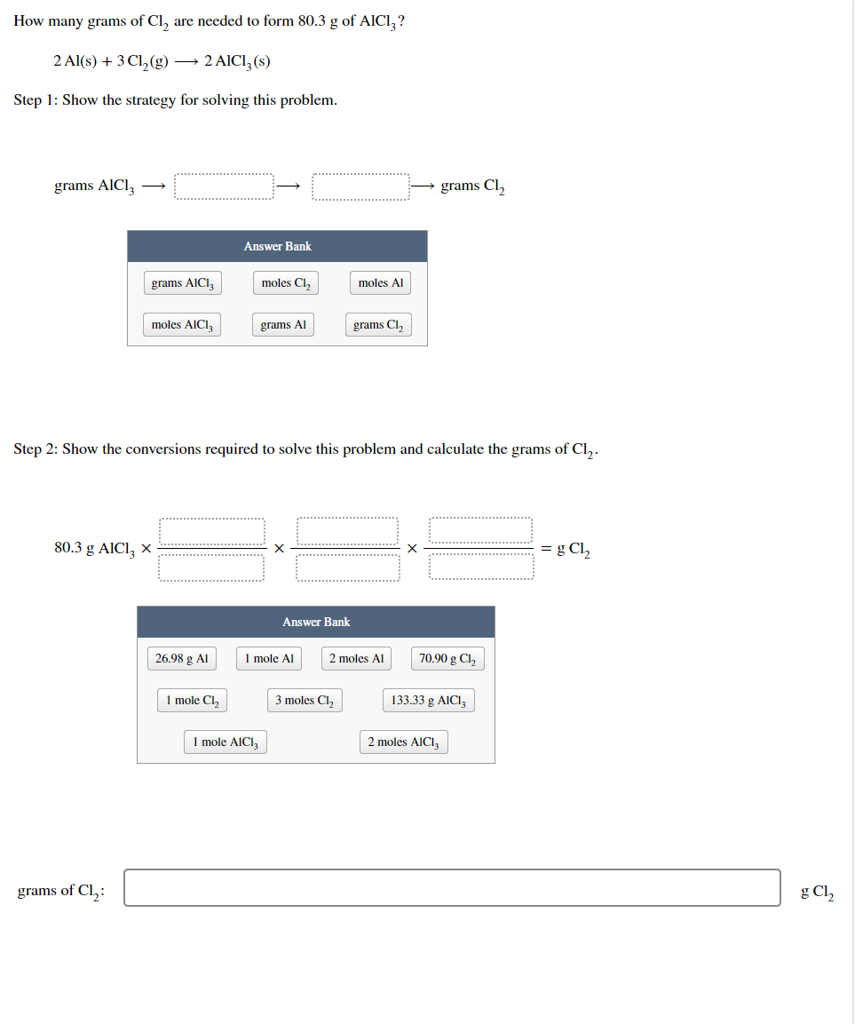 Solved How many grams of Cl₂ are needed to form 80.3 g of | Chegg.com