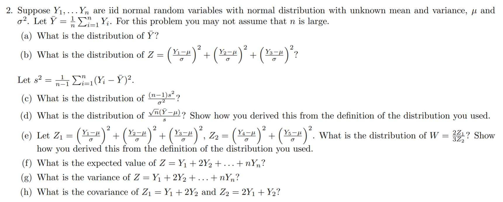 Solved = 2 2 2 O σ O N- I= 2. Suppose Y1,  Yn Are Iid 