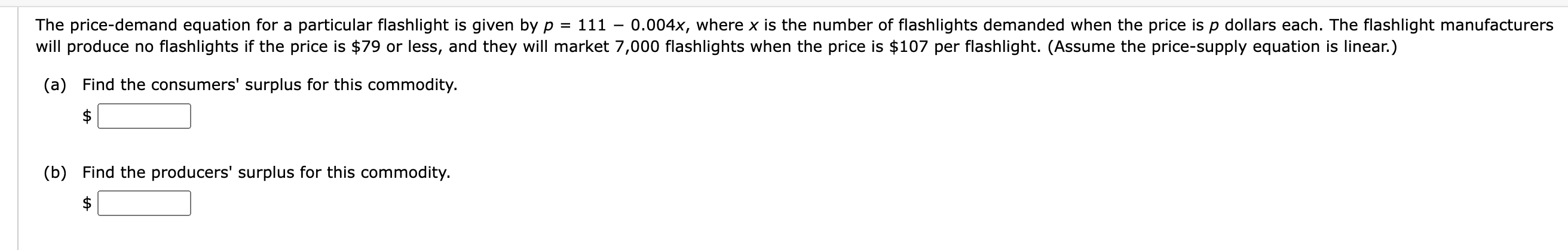 Solved A Find The Consumers Surplus For This Commodity Chegg