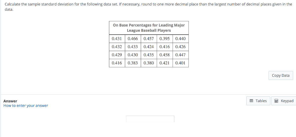 Solved Calculate The Sample Standard Deviation For The Chegg