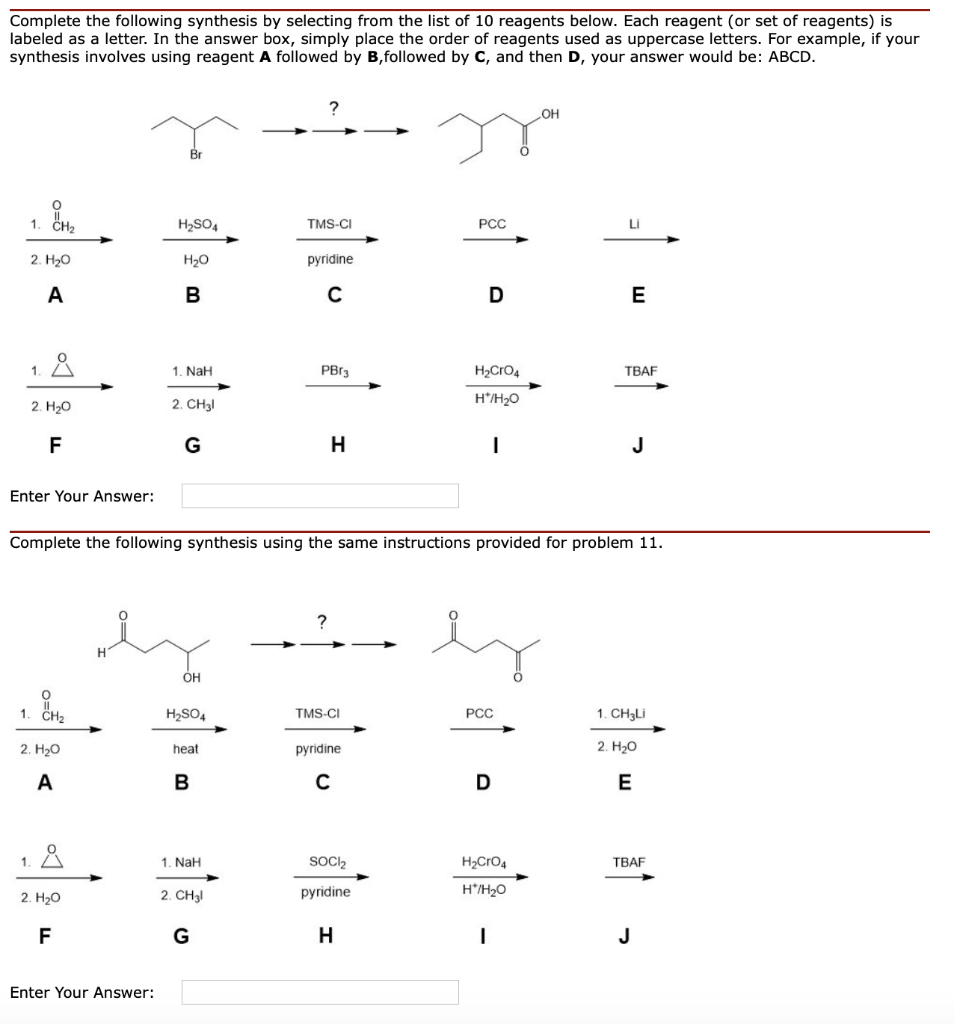 Solved Complete The Following Synthesis By Selecting From | Chegg.com