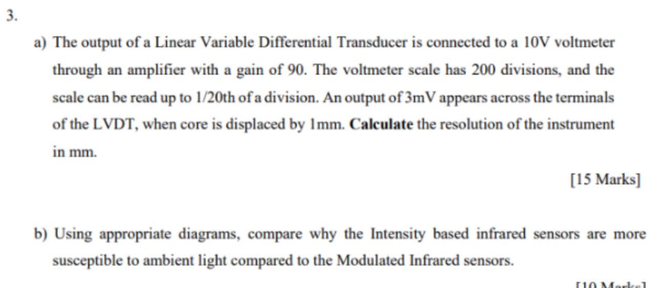 Solved a) The output of a Linear Variable Differential | Chegg.com
