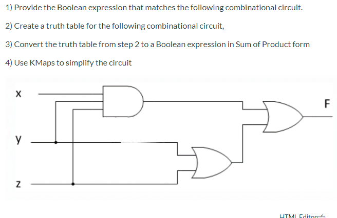 Solved 1) Provide the Boolean expression that matches the | Chegg.com