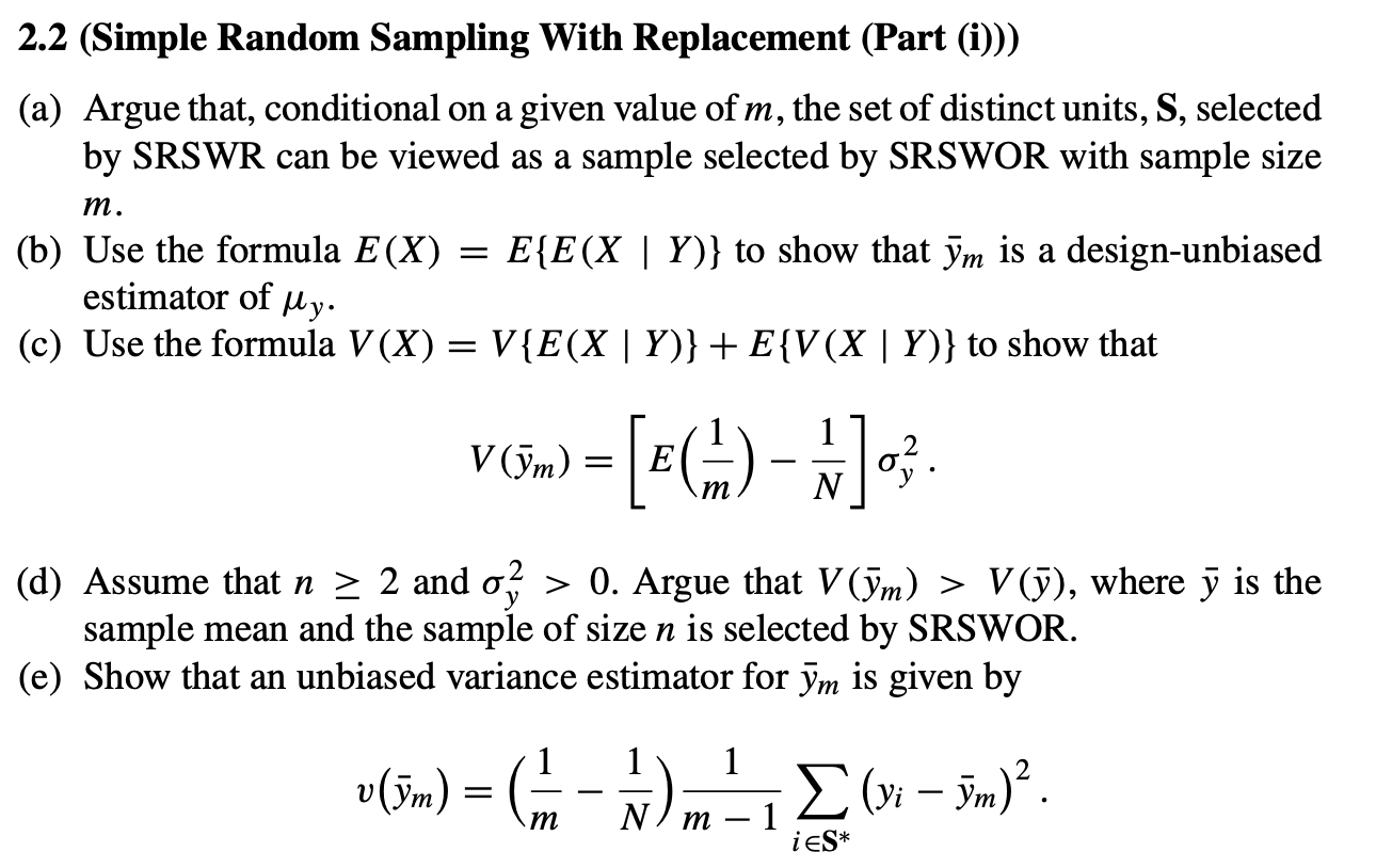 2 2 simple random sampling with replacement part chegg