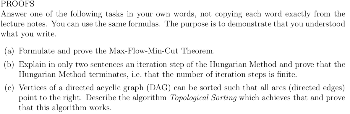 Solved PROOFS Answer one of the following tasks in your own | Chegg.com