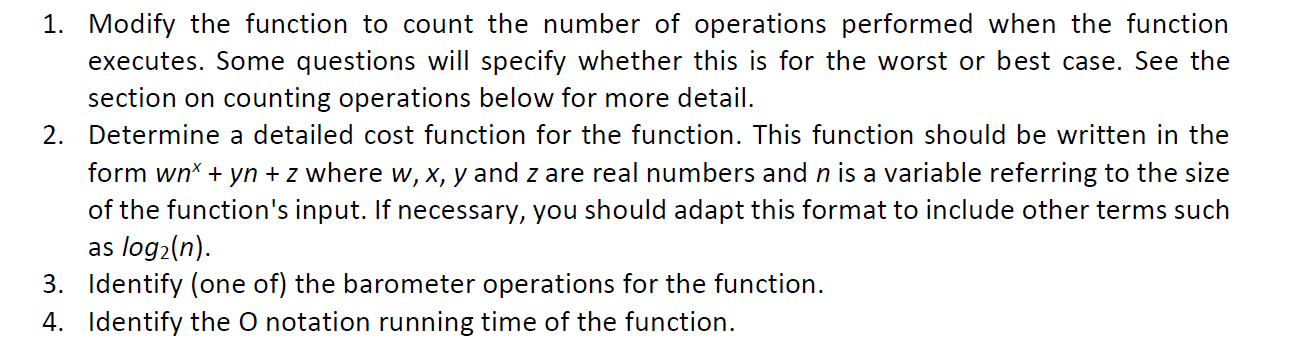 Solved Counting Operations If the function return type void | Chegg.com